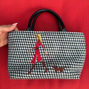 Rare Modella Houndstooth Lady Walking Dog Purse – Small Top Handle